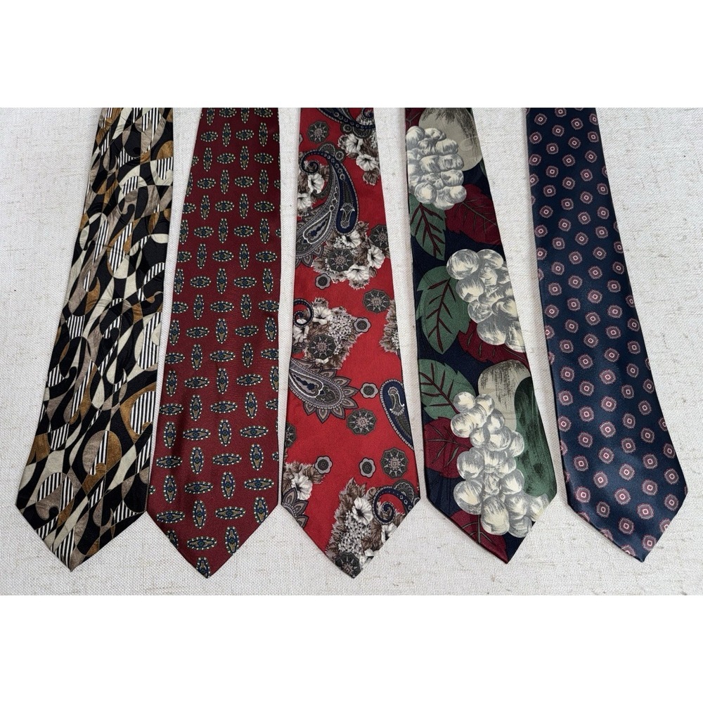 Men's Vintage Neck Tie NeckTie LOT of 5 Silk Burma Henry Grethel Isaco Wong
